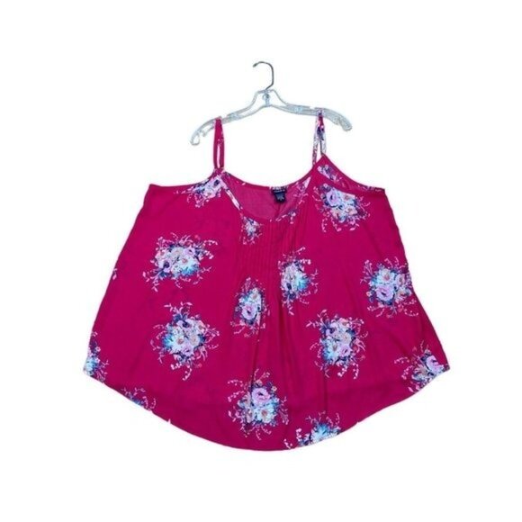 -Torrid Georgette Pink Floral Print Top Womens Plus 3 3X 22-24 Spaghetti Straps - Picture 2 of 9